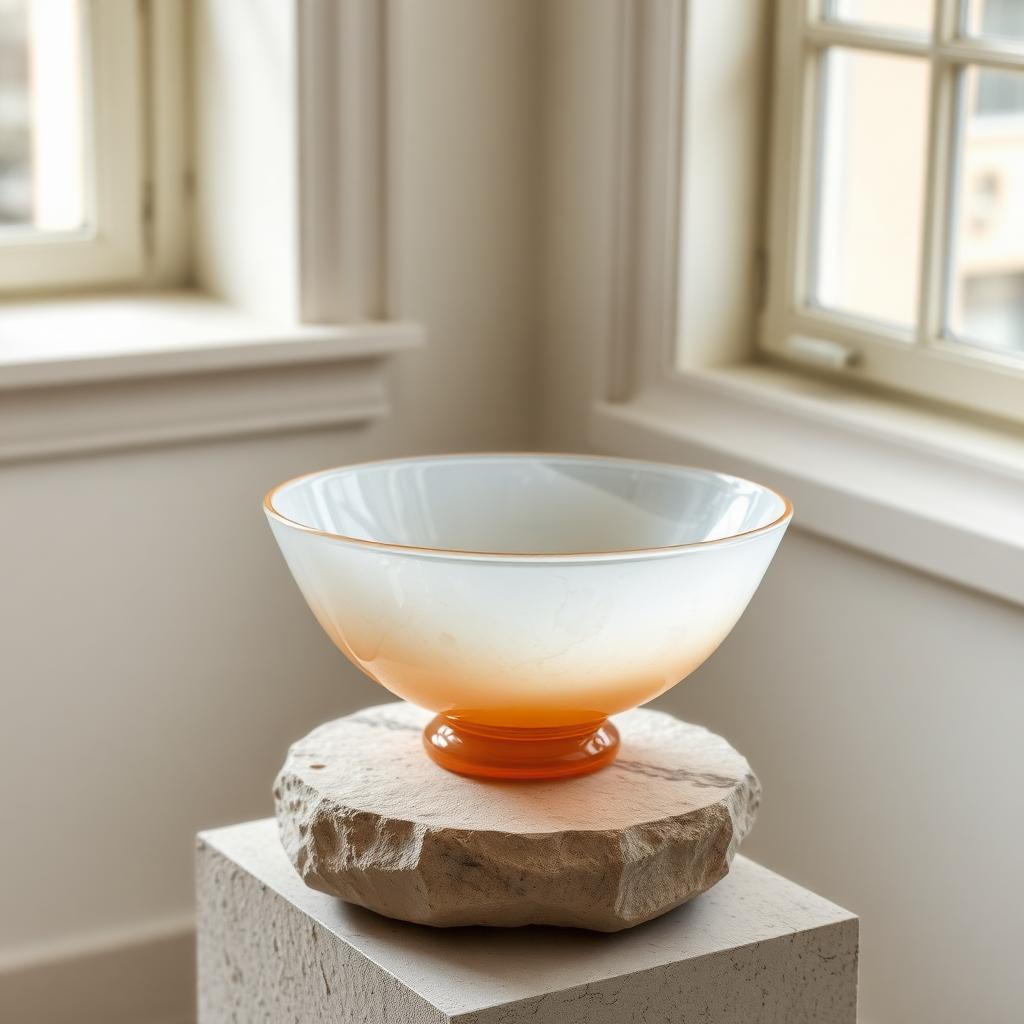 Pâte de verre kom bij vensterlicht